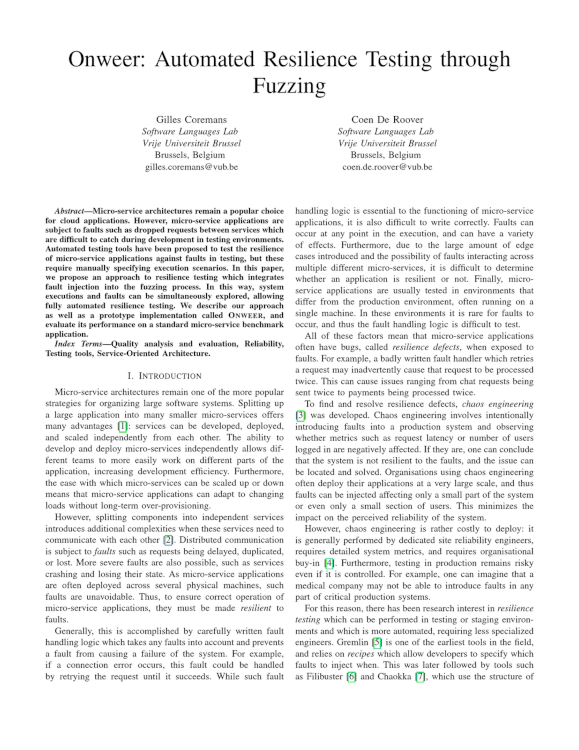 Preview of the first page of the Onweer paper